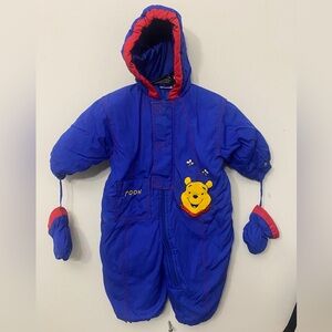 Disney Winnie the Pooh Blue Hooded Baby Snowsuit